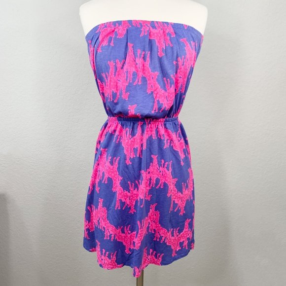 Lilly Pulitzer Windsor Strapless Dress Iris Blue Neck in Neck - Picture 2 of 9